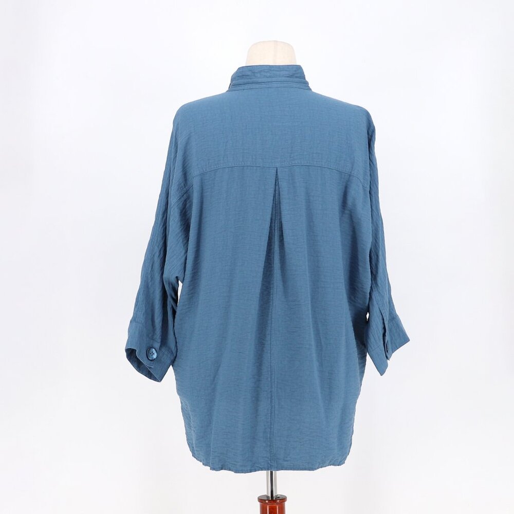 JOHN MARK Relaxed Fit 3/4 Sleeve Blue Tunic Top Size L - Picture 5 of 7
